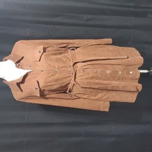 Rust corduroy button up/belted shirt dress